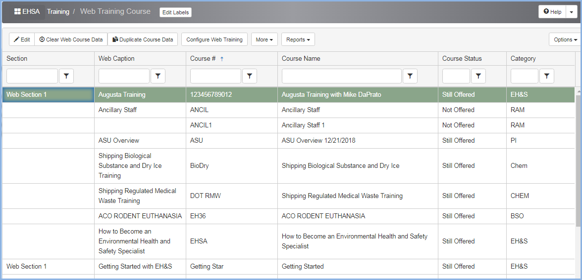 Web Cource List Web Course Builder