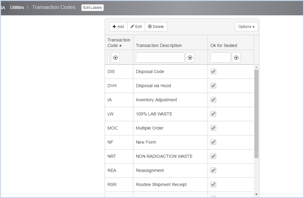 Transaction Codes